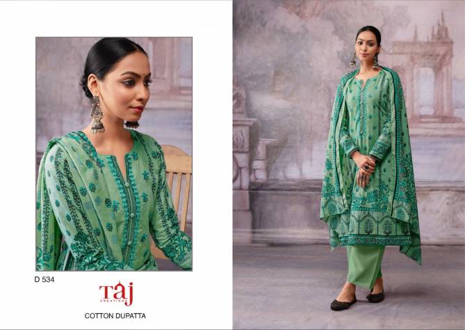 Taj 534 Embroidery Printed Cotton Pakistani Suits Wholesale Shop In Surat